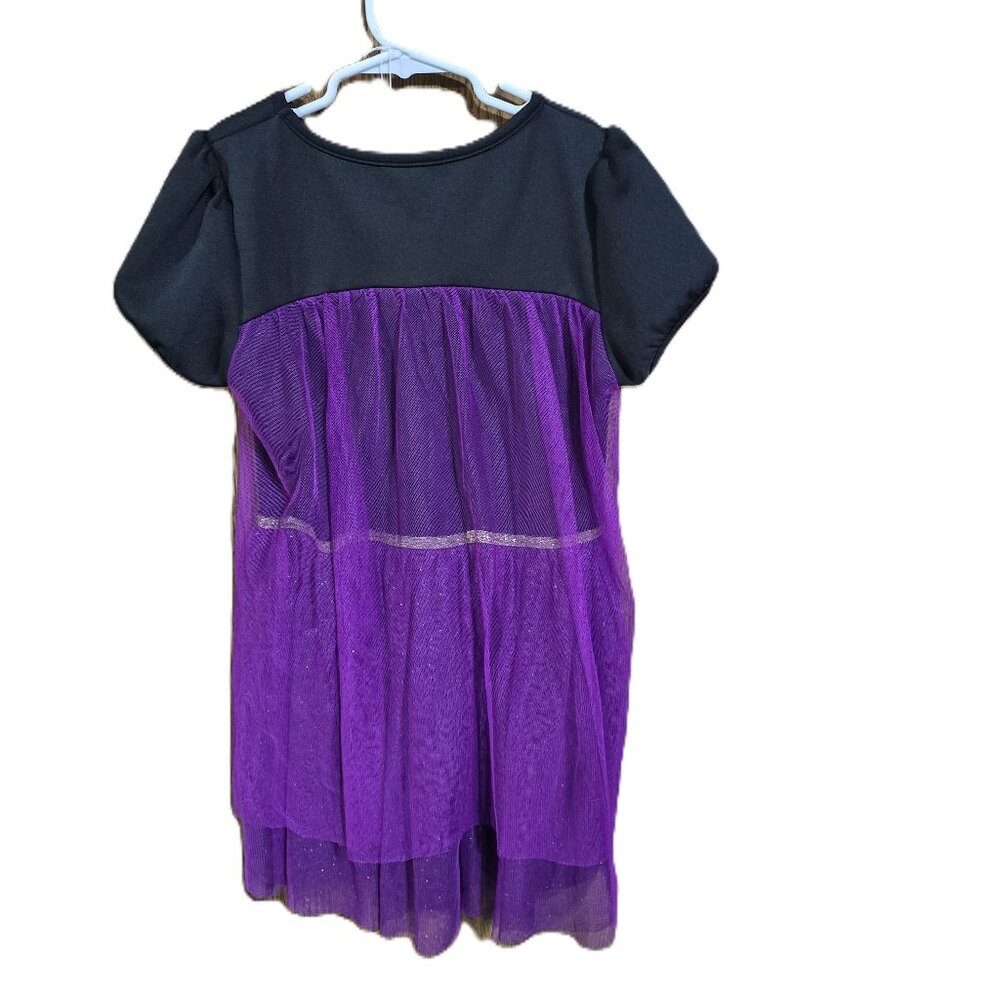 Disney Frozen II Black & Purple Dress With Lace Short Sleeve Size Large 10-12 - Picture 2 of 3